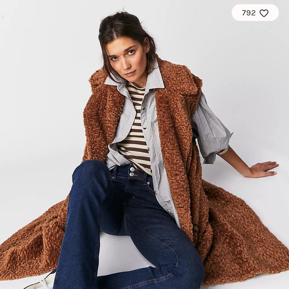 NWT Free People Cozy Time Vest- Brown- Medium